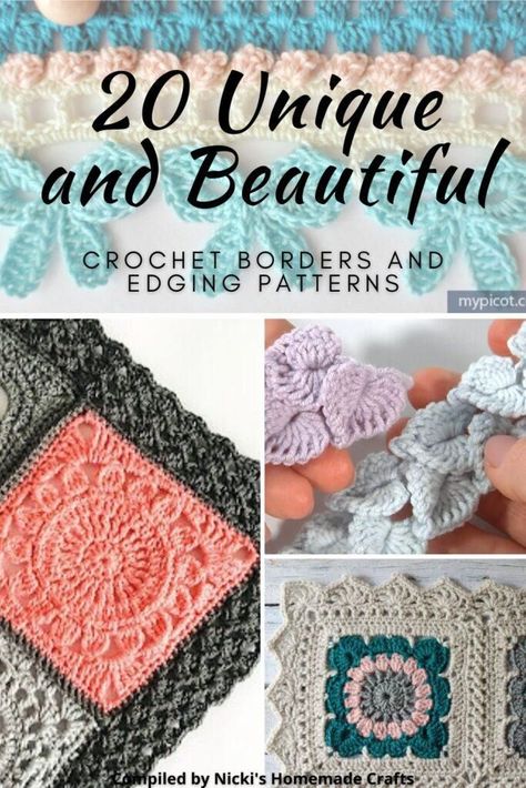 Free Crochet Border Patterns. This is a collection of 20 free beautiful and unique crochet borders and edging patterns. Crochet Borders For Fleece Blankets, Crochet Scarf Border, Easy Crochet Blanket Borders, Crochet Border Stitches, Crochet Blanket Edging Patterns, Crochet Baby Blanket Borders, Laces Designs, Crochet Baby Blanket Edging, Crochet Edging Patterns Free