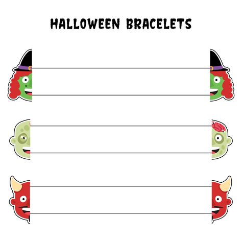 Halloween Writing Paper, Halloween Paper Bags, Bracelets For Kids, Halloween Borders, Paper Bracelet, Halloween Writing, What Is Halloween, Paper Bag Puppets, Pumpkin Printable