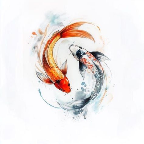 Koi Fish Canvas Print Watercolor Art Home Decor Wall Art in the Style of Japanese Ink Painting with Vibrant Orange and Blue Accents by CustomCanvasCurators 🎨 Dive into the serene world of our Koi Fish Canvas Print! 🐟 This mesmerizing watercolor style artwork captures the elegance of these iconic fish, perfect for adding a touch of natures beauty to any space. Whether it's a serene garden, a calming living room, or an inspiring office space, this piece is designed to spark conversation and e... Watercolor Koi Fish, Koi Tattoo Design, Japanese Ink Painting, Koi Watercolor, Fish Artwork, Koi Art, Japanese Watercolor, Japanese Fish, Carpe Koi