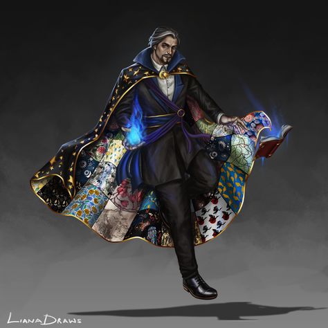 Magic Dnd Characters, Enchantment Wizard Art, Modern Wizard Character Design, Dnd Villain Art, Dnd Sorcerer Character Design, Wizard Oc Male, Dnd Wizard Art, Fantasy Scholar, Abjuration Wizard