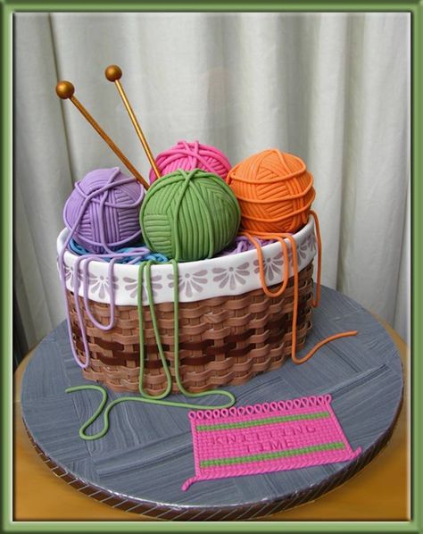 Knitting Cake, Sewing Cake, Crochet Cake, Cake Wrecks, Yarn Basket, Cupcakes Decorados, 3d Cakes, Yarn Cake, Novelty Cakes