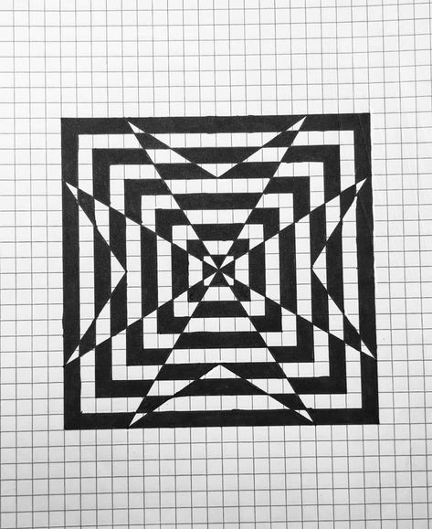 Geometrical Chart Drawing, Illusion Art Drawing, Grid Paper Art, 3d Illusion Art, Pencil Sketches Landscape, Optical Illusion Drawing, Graph Paper Designs, Illusion Drawings, Isometric Drawing