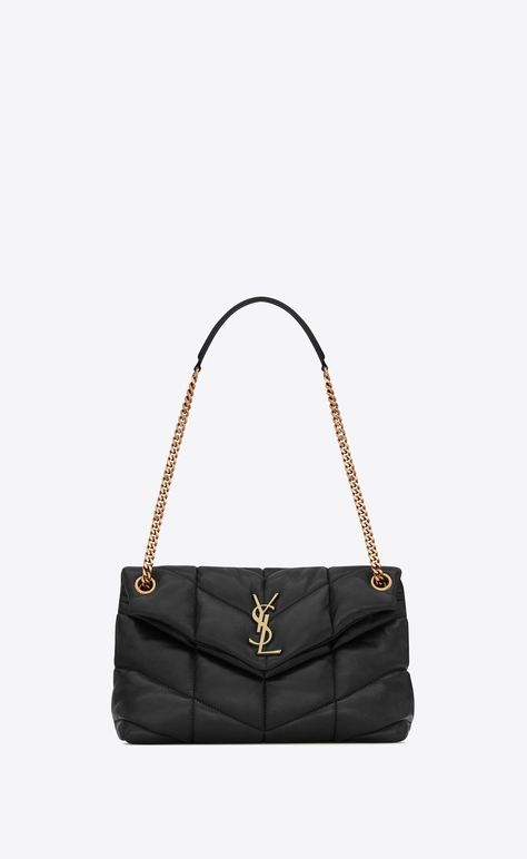 LOULOU SMALL BAG IN MATELASSÉ "Y" LEATHER | Saint Laurent United States | YSL.com Saint Laurent Handbags, Toy Bags, Ostrich Leather, Saint Laurent Paris, Monogram Bag, Black Puffer, Quilted Leather, Medium Bags, Chain Bags