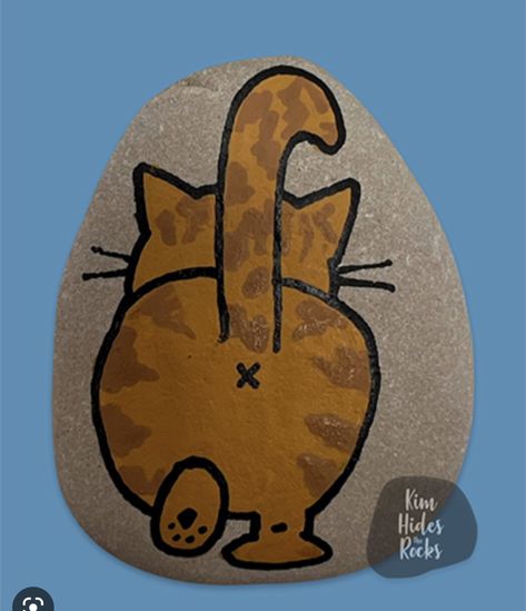 Cat And Dog Painted Rocks, Rock Painting Ideas Cat, Cat Painted Rocks Ideas, Trippy Rock Painting, Painted Dog Rocks, Stone Painting Animals, Painted Rocks Cats, Cat Rock Painting Ideas, Pet Rock Ideas