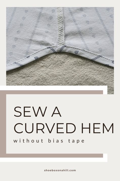 This tutorial will teach you how to sew a curved hem with two folds, be it a concave curve (inward curve, like an elasticized neckline), or a convex curve (outward curve, like a shirt hem or circle skirt). Sewing Curved Seams, How To Sew A Neckline, How To Hem, Eowyn Cosplay, Diy Nursing Dress, Sewing Machine Beginner, Sewing Bias Tape, Apron Sewing, Sewing Seams