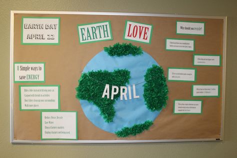 April Bulletin Board Ideas College, April Board Ideas, April Ra Bulletin Boards, April Bulletin Board Ideas, Earth Day Bulletin Board, Cafeteria Bulletin Boards, Environmental Club, Dorm Bulletin Boards, Stuco Ideas