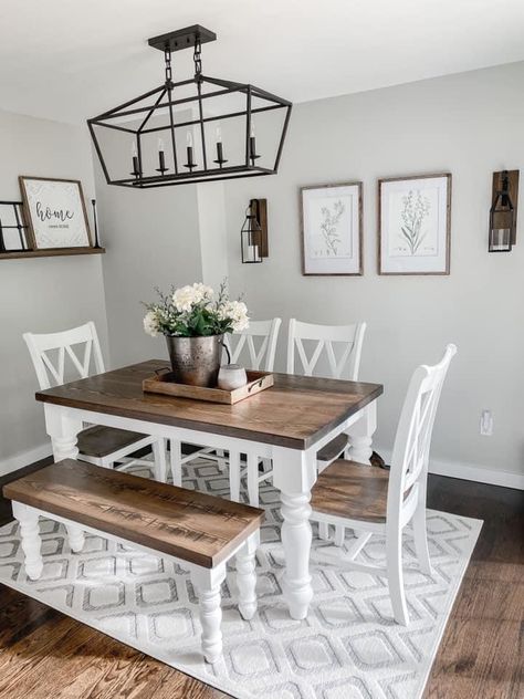 Simple Centerpiece, Modern Farmhouse Dining Room, Modern Farmhouse Dining, Casa Vintage, Farmhouse Decor Living Room, Dining Room Inspiration, Farmhouse Dining Room, Small Dining, Decor Home Living Room