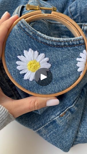 402 reactions · 24 shares | 🪡🤍🌼Easy embroidery tutorial: how to stitch Daisy on Jeans 🌼 | Júlia Molchanova🇺🇦 | Tollan Kim · Aesthetic Daisy Stitch Embroidery, Kim Aesthetic, Daisy Stitch, Recycled Clothes, How To Stitch, Easy Embroidery, Diy Clothes And Shoes, Embroidery Tutorial, Upcycle Jeans