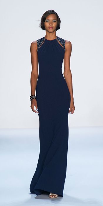 InStyle | Photos | Runway Looks We Love: Badgley Mischka Tailoring Ideas, Navy Gown, Look Formal, Woman In Black, Dress Night, Night Blue, Blue Party, Groom Dresses, Black Gown