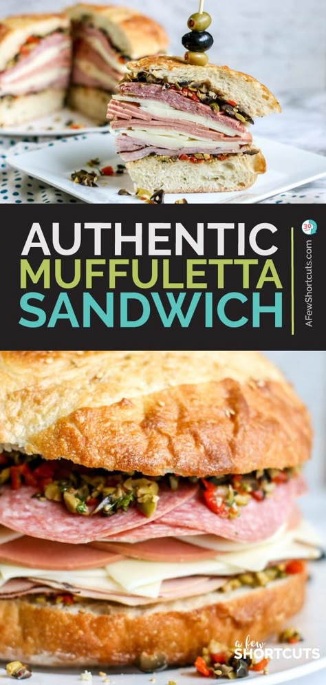 Muffaletta Recipe, Muffuletta Recipe, Muffaletta Sandwich, Muffuletta Sandwich, The Perfect Sandwich, Perfect Sandwich, Best Sandwich Recipes, Cold Sandwiches, Sandwich Ideas