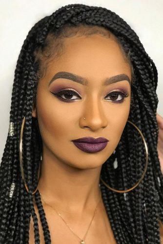 Black Bride Makeup, Bride Makeup Ideas, Winter Lip Color, Black Bridal Makeup, Winter Make Up, Vampy Lips, Wedding Makeup For Brown Eyes, Long Hair Tips, Bronze Makeup