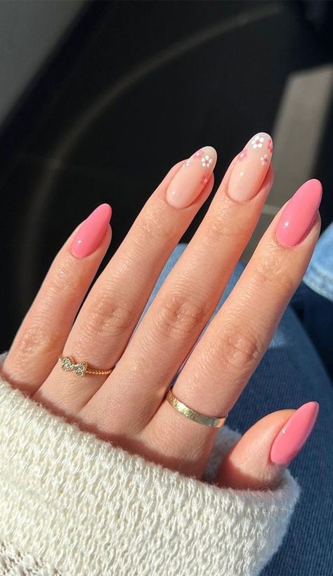 Spring Floral Nails 2024, Nail Inspo Trendy 2024 Spring Almond, Aesthetic Pink Nails, Maximalist Nails, Nails Milky, Nails Coquette, Pale Pink Nails, Coquette Nails, March Nails