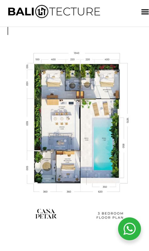 Small Bali House Design, Bali House Plans Layout, 3 Bedroom Pool Villa Plan, 3 Bedroom Villa Floor Plans, Small Bali Villa Floorplan, 2 Bedroom Villa Floor Plan, Villa Resort Design Plan, Small Villa With Pool Floor Plan, Small Villa Floor Plan