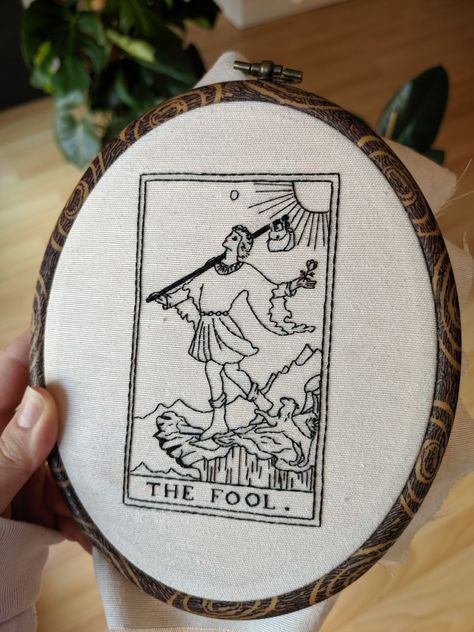 Tarot Embroidery Pattern, Embroidery Tarot, Tarot Card Embroidery, Tarot Embroidery, The Fool Tarot Card, Fool Tarot Card, The Fool Tarot, Embroidery Things, Card Embroidery