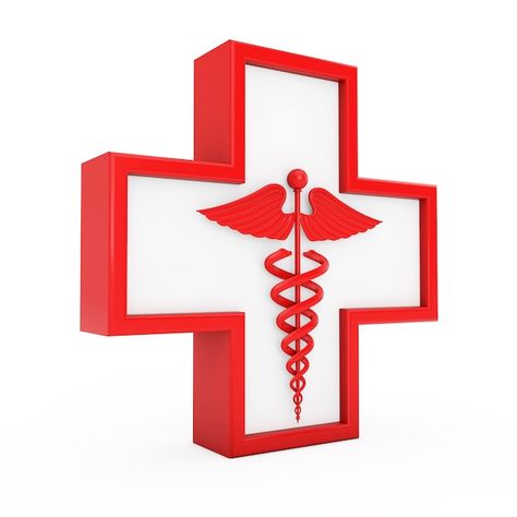 Red medical caduceus symbol in cross on ... | Premium Photo #Freepik #photo #hospital-3d #pharmacy-icon #hospital-sign #medicine-symbol Hospital Logo Design Medical Icon, Doctor Sign, Medical Cross, Pharmacy Sign, Hospital Sign, Doctor Logo Medical, Red Cross Logo, Medicine Logo, Medical Sign