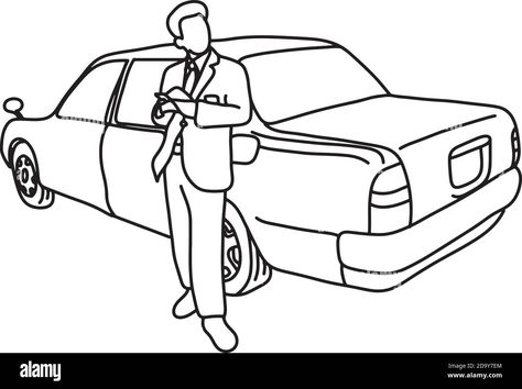 Download this stock vector: taxi driver with his car vector illustration sketch doodle hand drawn with black lines isolated on white background - 2D9Y7EM from Alamy's library of millions of high resolution stock photos, illustrations and vectors. Disney Art Diy, Window Sketch, Car Vector Illustration, Cartoon Car Drawing, Donk Cars, Single Line Drawing, Car Vector, Girl Drawings, Black Lines