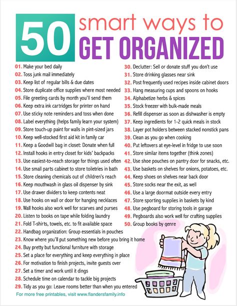 50 Ways to Get Organized - Flanders Family Home Life Organization Categories Home, Ways To Organize Your Life, Life Organization Hacks, Home Organization Categories, How To Be Organized At Home, House Organization Ideas Organized Home, How To Organize Bedroom, How To Get Organized, How To Be Organized