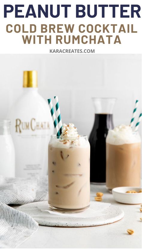 Peanut Butter Cold Brew, Cold Brew Cocktail, Rumchata Drinks, Coffee Peanut Butter, Easy Coffee Drinks, Peanut Butter Whiskey, Cream Cold Brew, Peanut Butter Cream, Chocolate Liqueur