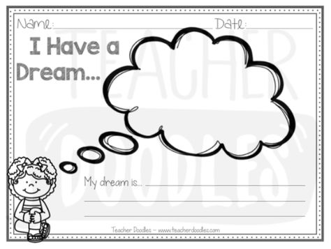 I Have A Dream Craft, Activity Preschoolers, History Kindergarten, Teacher Doodles, History Teacher Classroom, Dream Writing, High School American History, Mlk Activities, Martin Luther King Activities