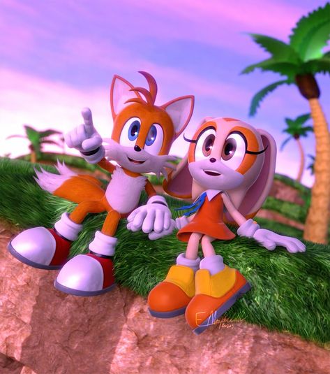 Tails And Cream Matching Pfp, Matching Sonic Pfps, Sonic Matching Pfps, Cream And Tails, Tails X Cream, Tails And Cream, Cream Sonic, Sonic Pfps, Cream The Rabbit