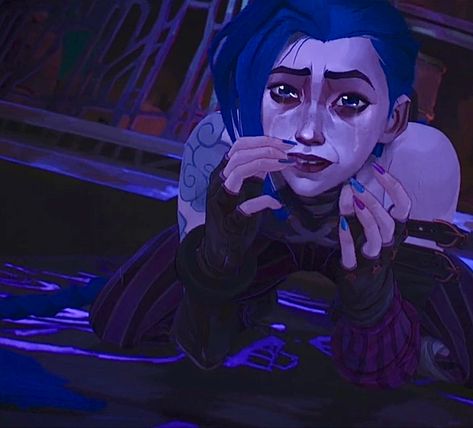 Jinx Crying, Jinx Pfp Arcane S2, Jinx Arcane Hallucination, Jinx Arcane Screenshots, Jinx Arcane Screaming, Jinx Pfps Arcane Art, League Of Legends, It Hurts, Character Art