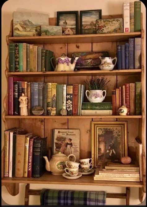 Books And Tea, Book Shelf, A Book, Cottage, Tea, Books