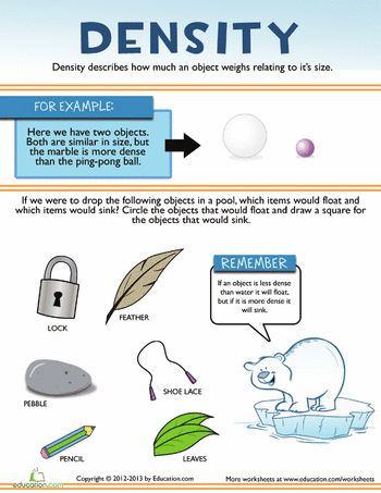 Worksheets: All About Density Mass Volume Density Worksheet, Oceans Worksheet, Third Grade Science Worksheets, Density Activities, Ece Resources, Density Experiment, Density Worksheet, Sixth Grade Science, Teacher Science