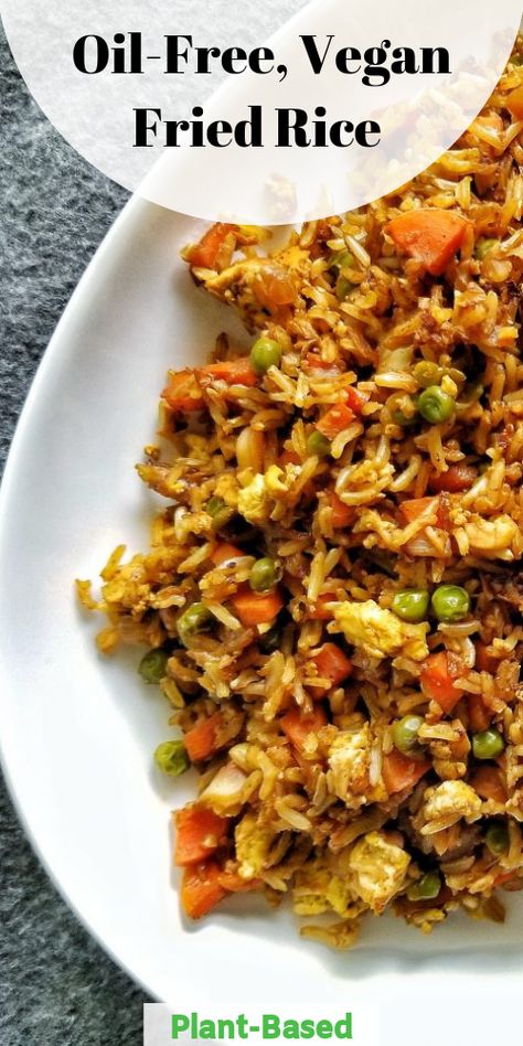 Vegan Fried Rice Recipe, Starch Solution Recipes, Vegan Fried Rice, Mcdougall Recipes, Hclf Vegan, Carb Free Recipes, Meatless Dishes, Veggie Fried Rice, Oil Free Vegan Recipes