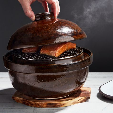 A Donabe Smoker Is the One-Trick Kitchen Pony You Actually Need | Epicurious Donabe Pot Ceramics, Donabe Pot, Smoked Eggs, Japanese Kitchen, Cooking Gadgets, Tofu Recipes, Cooking Food, Japanese Ceramics, Asian Dishes