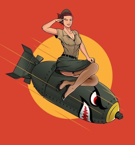 Divent Art, Pin Up Girl Art, Bomb Tattoo, Ww2 Bomb, Leprechaun Girl, Warbirds Pinups, Pin Up Pictures, Arte Pin Up, Pin Up Girl Tattoo