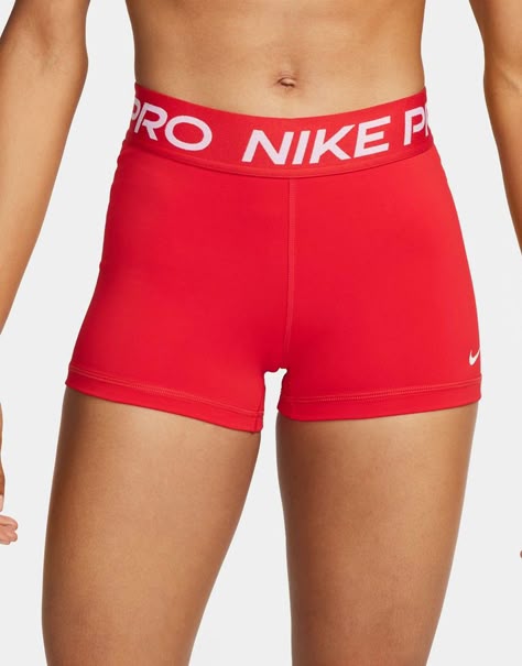 Shorts by Nike Training Training is now in session High rise Elasticized waistband Branded taping bodycon fit Red Nike Pros, Summer Workout Outfits, Gym Crush, Cute Nike Outfits, Nike Pro Women, Nike Pro Shorts, Summer Workout, Workout Outfits, Swimwear Sale