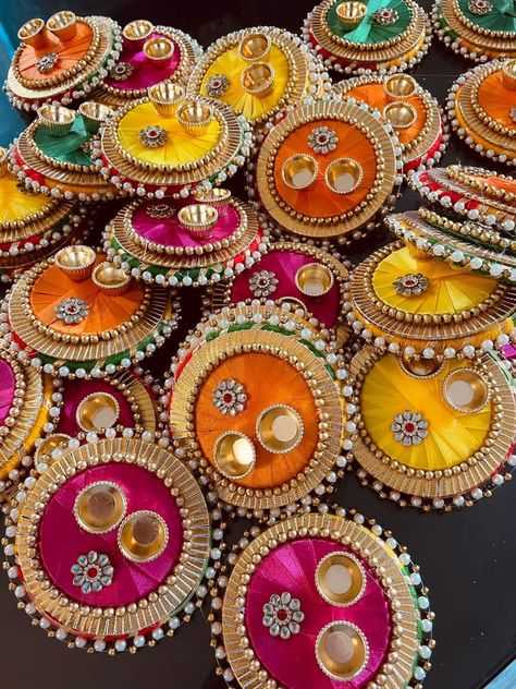 Diwali Theme, Aarti Thali, Diwali Puja, Puja Thali, Thali Decoration, Thali Decoration Ideas, Wedding Gift Pack, Diwali Decor, Diwali Craft