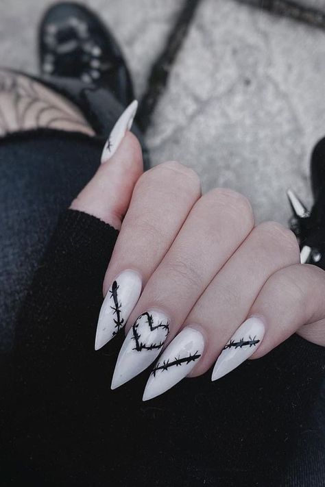 (paid link) Elegant Nail Art Ideas in 2022 Maleficent Nails, Scary Nails, Monster Nails, Horror Nails, Witchy Nails, Anime Nails, Dip Nails, Edgy Nails, Goth Nails