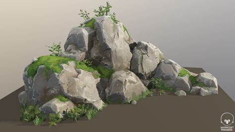 Rock Environment Concept Art, Stylelized Art, Rocks Concept Art, Rock Concept Art, Stylized Rock, Stylized Water, Rock Drawing, Drawing Rocks, Stylized Art