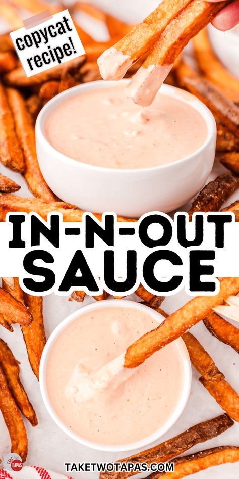 This Copycat In-N-Out Sauce recipe is just want you need to make your burgers and fries animal style! Copycat In And Out Sauce, In And Out Sauce Recipe, In And Out Sauce, Animal Style Sauce, In N Out Sauce, Sauce For Fries, In And Out Burger, Dipping Sauces For Chicken, Chick Fil A Sauce