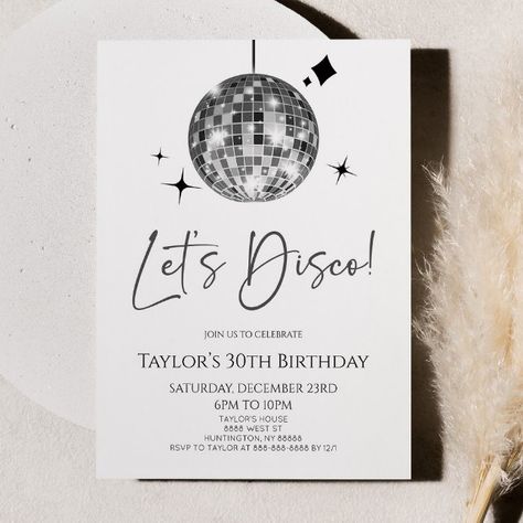 Create your own Invitation | Zazzle Disco Cowboy Invitation, Disco Ball Party Ideas, Disco 30th Birthday Party, Disco Invitations, Disco Party Invitations, Disco Ball Birthday Party, Disco Ball Invitation, Disco Birthday Invitation, 19 Bday