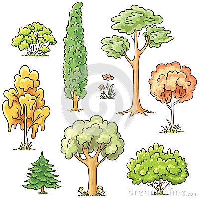 Trees Clipart, Tree Doodle, Cartoon Trees, Graphisches Design, Autumn Tree, Tree Images, Plant Drawing, Simple Cartoon, Tree Illustration