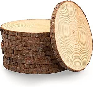 Set of (10) 10-11 inch wood slices for centerpieces! Wood slice centerpieces, wood rounds, tree slices (10 inch) Wood Slice Centerpieces, Large Wood Slices, Rustic Party Decor, Boda Diy, Circle Crafts, Farmhouse Ornaments, Into The Wood, Adornos Halloween, Wooden Slices