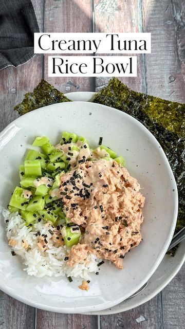 Tuna Cucumber Rice Bowl, Tuna Rice Cucumber, Tuna Bowl Recipe, Tuna With Rice, Tuna Rice Bowl, Tuna And Rice, Rice And Fish, Tuna Bowl, Tuna Dinners