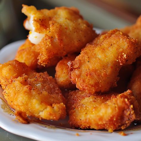 🐟 Crispy and delicious Buttermilk Battered Fish Nuggets! #FishNuggets #CrispyGoodness Buttermilk Battered Fish Nuggets Ingredients: Fish fillets, cut into nuggets (1 lb) Buttermilk (1 cup) Flour (1 cup) Cornmeal (1/2 cup) Paprika (1 tsp) Salt (1 tsp) Pepper (1/2 tsp) Instructions: Soak fish nuggets in buttermilk for 30 minutes. Mix flour, cornmeal, paprika, salt, and pepper. Dredge fish in flour mixture and fry in hot oil until golden brown. Enjoy these crispy, tasty fish nuggets with you... Fish Nuggets, Fish Fillets, Instagram Recipes, Battered Fish, Twisted Recipes, Trending Recipes, Fish Fillet, Hot Oil, Fried Fish