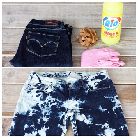 Dye Denim, Bleached Jeans, Diy Tie, Year 8, Ipad Bag, Tie Dye Denim, Tie Dye Diy, Diy Clothing, Diy Clothes