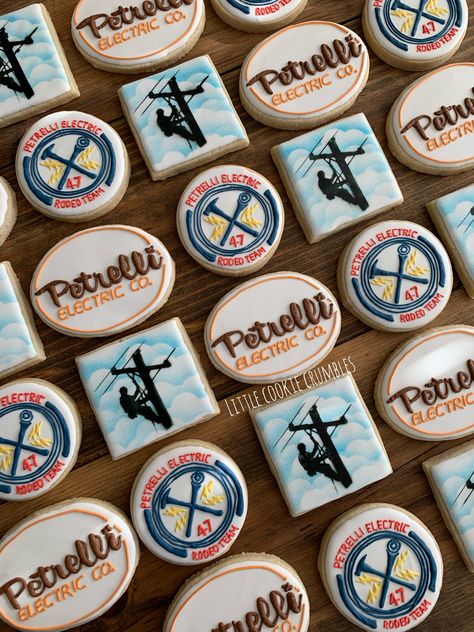 Lineman Cookies Decorated, Lineman Cookies, Lineman Cake, Lineman Party, Rodeo Cookies, Deer Cookies, Bucket Truck, Cookies Sugar, Re L