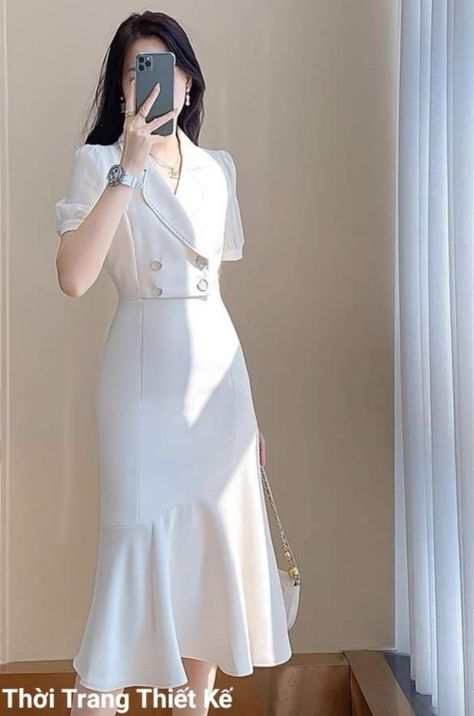 Korean Fashion Dress Elegant, Korean Dress Elegant, Sunday Dress Outfit, Korean Fashion Women Dresses, Chinese Fancy Dress, Simple Frocks, Girls Dresses Sewing, Stylish Wedding Dresses, Frock For Women