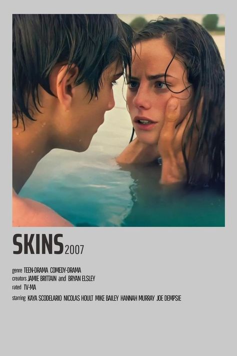 Romantic Tv Shows, Serials To Watch, Minimalist Tv Show Posters, Skins Tv Show, Tv Shows Posters, Skins Show, Skins Poster, Romantic Movies To Watch, Tv Show Posters