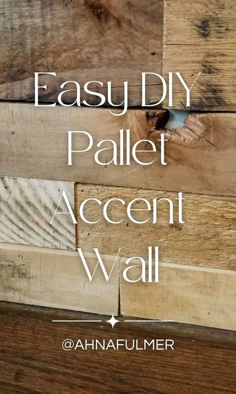 Recycle pallet wood and add farmhouse-style decor to your home with this DIY pallet wall project in 6 easy steps.

Tap on this pin to get this tutorial and more with Ahna Fulmer // ahnafulmer.com French Country House Decor, Pallet Accent Wall, Reclaimed Wood Fireplace, Pallet Wood Wall, French Country Ideas, Diy Pallet Wall, Pallet Walls, Pallet Boards, Wood Pallet Wall