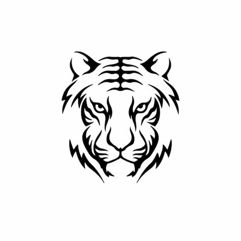 Tiger Face Drawing, Tiger Stencil, Tiger Symbol, Stammestattoo Designs, Tiger Head Tattoo, Designer Identity, Big Cat Tattoo, Tiger Vector, Tier Tattoo