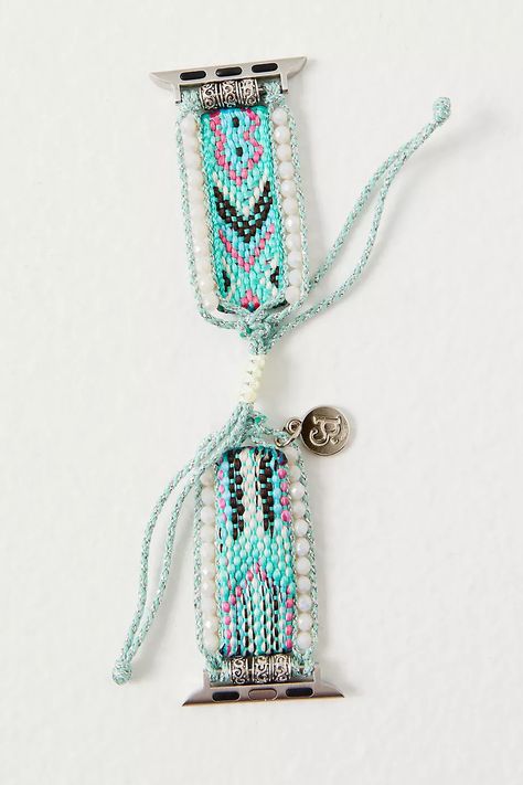 Friendship Bracelet Apple Watch Band | Free People Cape Diablo, Bracelet Apple Watch Band, Unrealistic Wishlist, Beaded Watches, Friendship Bracelet Patterns Easy, Hotline Bling, Bracelet Apple Watch, Blue Watches, Watch Faces