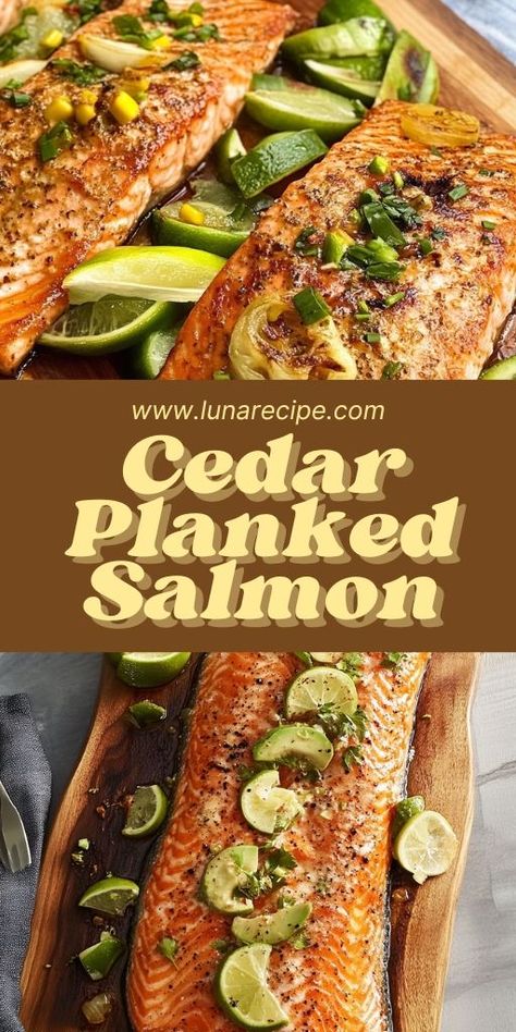 Discover the delicious, smoky flavor of Cedar Planked Salmon! 🐟🔥 Infused with the natural aroma of cedar wood, this dish is perfect for special dinners or adding a gourmet touch to weeknight meals. Grill your way to tender, flaky salmon that’s as impressive as it is tasty. Save this recipe and make a memorable meal for family and friends! 📌 #CedarPlankedSalmon #GrillingRecipes #SeafoodDinner #GourmetAtHome #SalmonRecipes #HealthyEating #EasyDinners #SeafoodLovers Salmon Cedar Plank Recipes, Cedar Plank Recipes, Plank Salmon, Cedar Plank Salmon, Cedar Planks, Cooking Salmon, Special Dinner, Seafood Dinner, Grilled Salmon