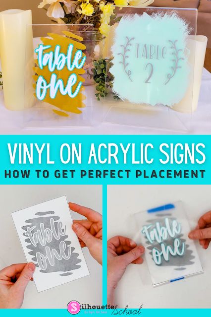 Heat Transfer Vinyl Tutorial, Clear Acrylic Table, Table Number Signs, Vinyl Projects Silhouette, Diy Table Numbers, Silhouette School Blog, Acrylic Table Number, Number Signs, Diy Monogram