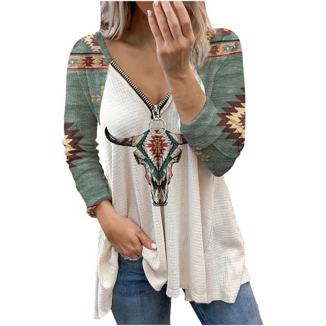 PRICES MAY VARY. 100% Polyester 进口 Hand Wash Only Fabric: Western Aztec Print V-Neck Shirt Made of 95% Polyester, 5% Spandex, Lightweight, Breathable, Not Stuffy, Soft, Comfortable, and Stretchy. Fashion print pattern, retro fashion. Size: There are five sizes of MLXLXXLXXXL for you to choose. . Please refer to the size chart carefully and choose the size that suits you before purchasing. If you have any questions, you can email us. Occasion: Ethnic Long Sleeve Casual V Neck T-Shirt for Spring, Western Aztec, Ethnic Print, Comfy Fashion, Loose Tops, Aztec Print, Ethnic Fashion, Long Sleeve Casual, Everyday Style, Womens Fashion Casual